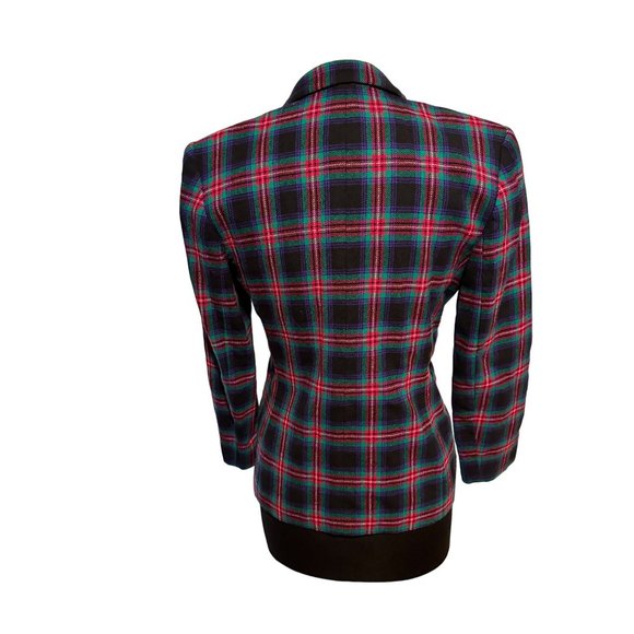 Rare find! Petite Pendleton Pure Virgin Wool Plaid Lined Blazer with Shoulder pa - Picture 2 of 12